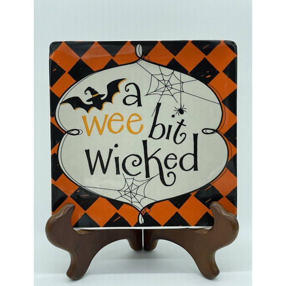 Vintage Pier One Halloween Appetizer Dessert Plates Set‎ Of 4 New in Box Witches - Picture 5 of 16